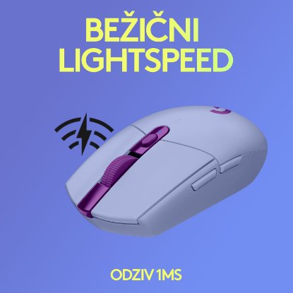 Miš LOGITECH Gaming G305 Lightspeed, bežični, optički, 12000dpi, lilac, USB