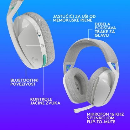 Slušalice LOGITECH Gaming G321, bežične, BT, USB, bijele