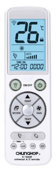 Univerzalni daljinski upravljač za klima uređaje CHUNGHOP K-1060E, LED svijetlo, bijeli