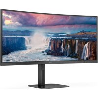 Premium monitor 34" AOC CU34V5C, WQHD, VA, 100Hz, 1ms, 300cd/m2, FreeSync, zakrivljeni, zvučnici, crni