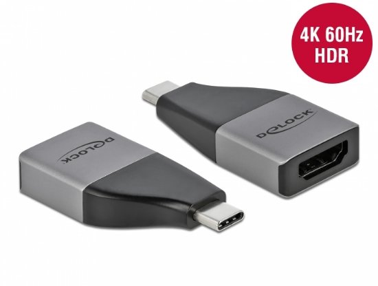 Adapter DELOCK, USB-C(M) na HDMI (Ž), 4K@60Hz, sivi