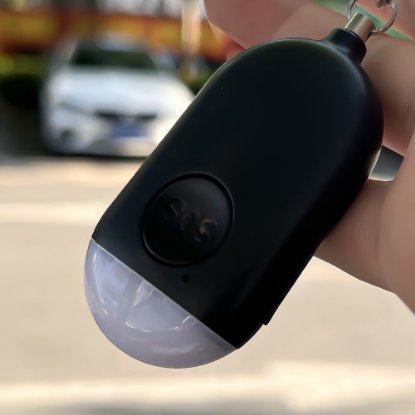 Osobni alarm ARIZA B300, privjesak, LED svjetlo, punjiva baterija, crni