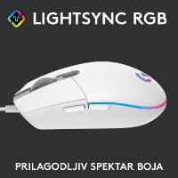 Miš LOGITECH Gaming G102 Lightsync, optički, 8000dpi, bijeli, USB