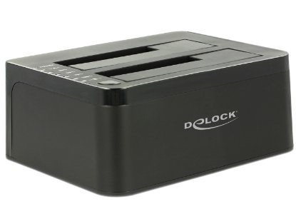 Docking station DELOCK, Dvostruka priključna stanica SATA HDD > USB 3.0 s funkcijom kloniranja, crni