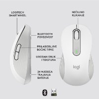 Miš LOGITECH M650 L, za ljevake, bežični, optički, 4000dpi, USB, BT, bijeli