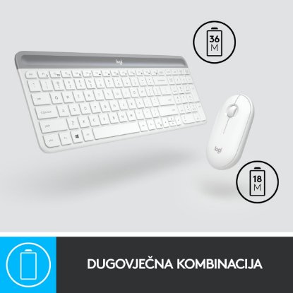 Tipkovnica + miš LOGITECH MK470 Slim Wireless, bežična, bijela