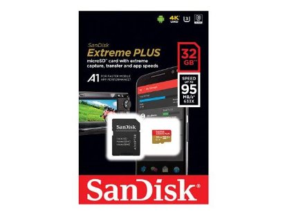 Memorijska kartica SANDISK, Extreme Plus microSDXC, 32GB, SDSQXBG-032G-GN6MA, class 10 V30 UHS-I U3 + SD adapter + Rescue Pro Deluxe
