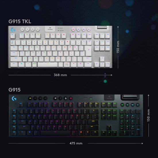 Tipkovnica LOGITECH Gaming G915 TKL Tenkeyless Lightspeed,Tactile switch, RGB, mehanička, bežična, UK Layout, USB, bijela