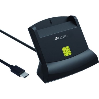 Čitač pametnih i memorijskih kartica OCTIO R303C, uspravni, SD i MicroSD, SIM, USB-C, crni