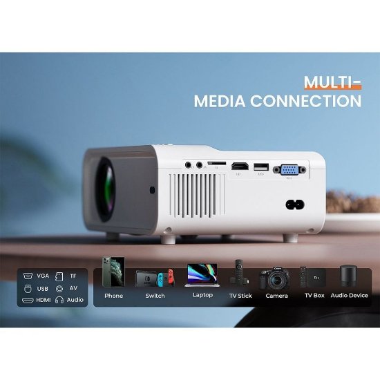 Projektor LCD, VANKYO SunSpark 500W, 800x600, 110 ANSI Lumena, WiFi, Android, bijeli, platno 100"