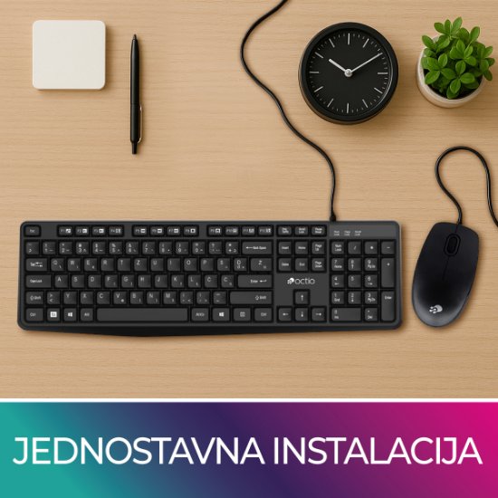 Tipkovnica + miš OCTIO KM100U, crni, USB