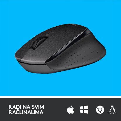 Miš LOGITECH M330 Silent Plus, optički, 1000dpi, bežični, crni, USB