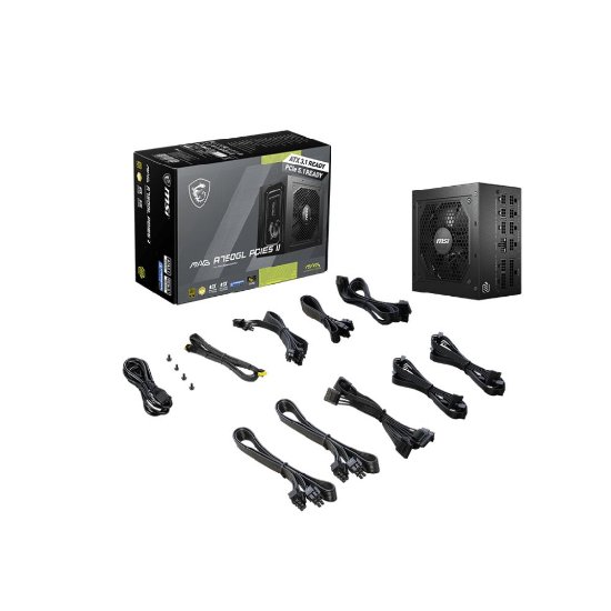 Napajanje 750W, MSI MAG A750GL PCIE5 II, ATX v3.1, 120mm vent, modularno, 80+ Gold