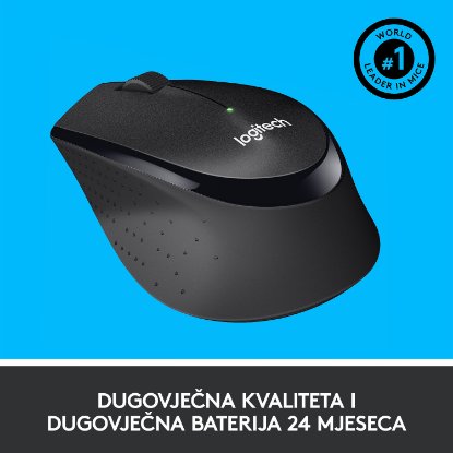 Miš LOGITECH M330 Silent Plus, optički, 1000dpi, bežični, crni, USB