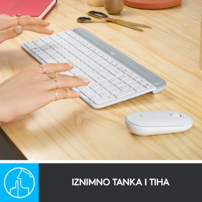 Tipkovnica + miš LOGITECH MK470 Slim Wireless, bežična, bijela