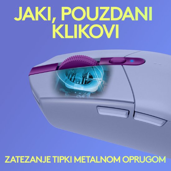 Miš LOGITECH Gaming G305 Lightspeed, bežični, optički, 12000dpi, lilac, USB