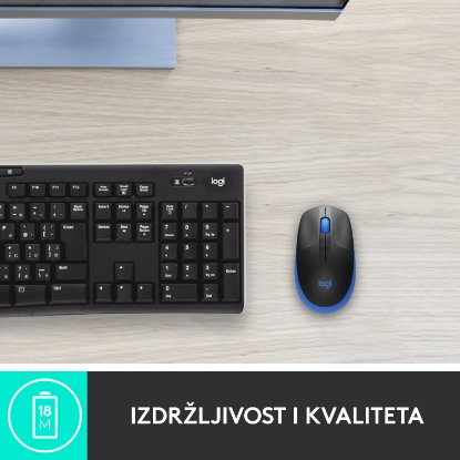 Miš LOGITECH M190, optički, bežični, 1000dpi, crno-plavi