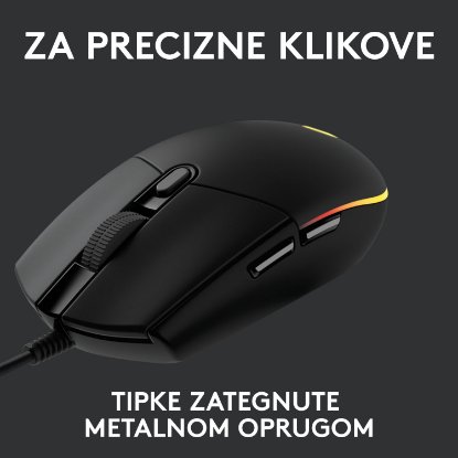 Miš LOGITECH Gaming G102 Lightsync, optički, 8000dpi, crni, USB