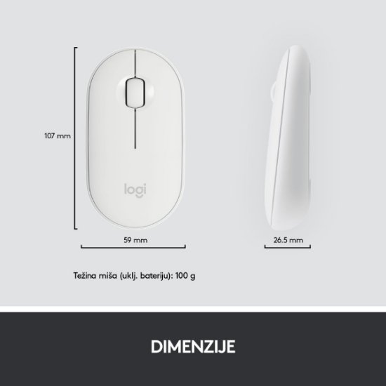 Tipkovnica + miš LOGITECH MK470 Slim Wireless, bežična, bijela