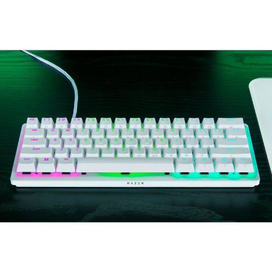 Tipkovnica RAZER Huntsman V3 Pro Mini White Edition, Analog Switch, RGB, US Layout, USB, bijela