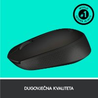 Miš LOGITECH B170, optički, 1000dpi, bežični, crni, USB