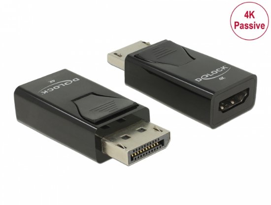 Adapter DELOCK, DisplayPort (M) na HDMI (Ž), 4K, pasivni, crni