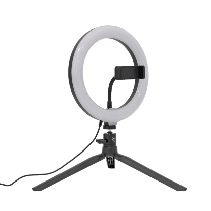 Selfie tripod WHITE SHARK, MOONLIGHT, s svjetlosnim prstenom, 20 cm, crni