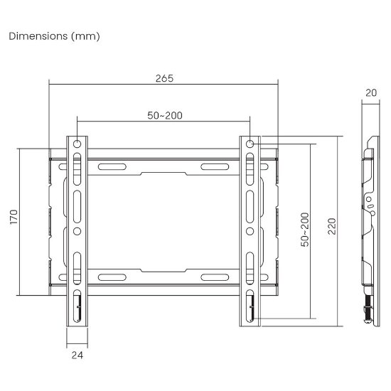 Nosač zidni za TV SBOX PLB-2222F-2, 23"-43", fiksni