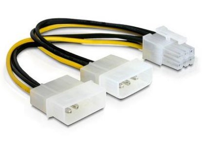 Adapter DELOCK, 2x 4-pin Molex (Ž) na 6-pin (M) za grafičku karticu, naponski, interni
