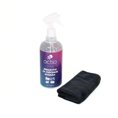 Sredstvo za čišćenje OCTIO S25A, za ekrane, krpica, sprej, 500ml