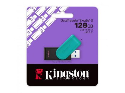 Memorija USB 3.2 FLASH DRIVE, 128GB, KINGSTON DataTraveler Exodia S DTXS/128GB, crno/plava