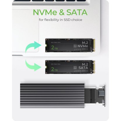 Eksterno kućište ICY BOX IB-1817MC-C31, M.2 NVMe/SATA SSD, USB-C, sivo