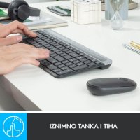 Tipkovnica + miš LOGITECH MK470 Slim Wireless, bežična, crna
