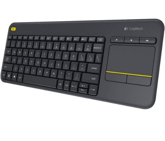 Tipkovnica LOGITECH K400+ Wireless Touch, bežična, crna, unifying, USB