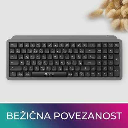 Tipkovnica OCTIO Pro K350W, bežična, crno-siva