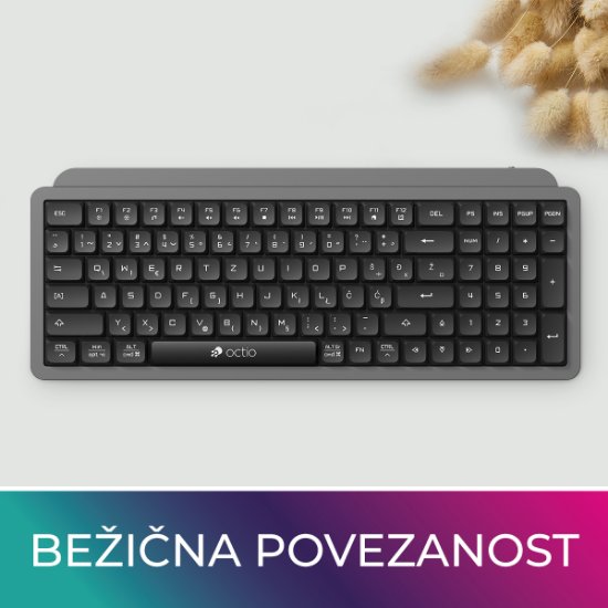 Tipkovnica OCTIO Pro K350W, bežična, crno-siva