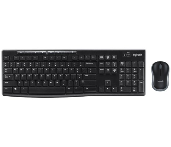 Tipkovnica + miš LOGITECH MK270 Wireless Desktop, bežična, crna, USB