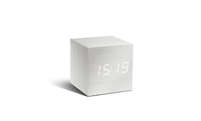 Digitalni sat GINGKO Cube Click Clock, budilica sa alarmom, drveno kućište, bijeli