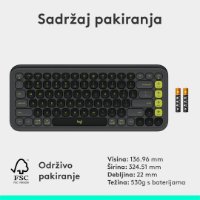 Tipkovnica LOGITECH POP Icon Keys, bežična, US Layout, BT, sivo-zelena