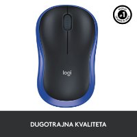 Miš LOGITECH M185, optički, bežični, 1000dpi, crno-plavi