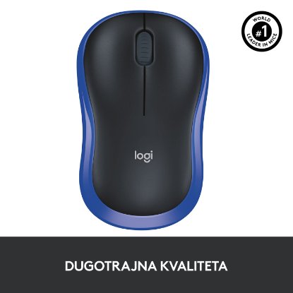 Miš LOGITECH M185, optički, bežični, 1000dpi, crno-plavi