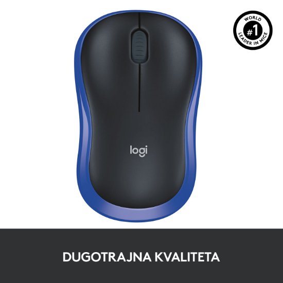 Miš LOGITECH M185, optički, bežični, 1000dpi, crno-plavi