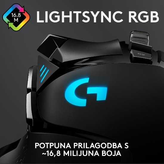 Miš LOGITECH Gaming G502 Hero RGB, optički, 25600dpi, crni, USB