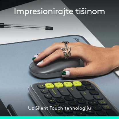 Miš LOGITECH POP, optički, bežični, USB, BT, 1000dpi, sivi