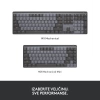 Tipkovnica LOGITECH MX Mechanical Mini Tactile Quiet, bežična, BT, crna