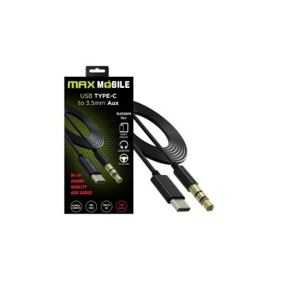 Kabel MAXMOBILE, USB-C (M) na 3.5mm (M), 1m, crni