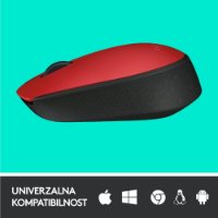 Miš LOGITECH M171, optički, bežični, crveni