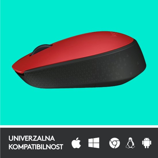 Miš LOGITECH M171, optički, bežični, crveni
