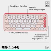 Tipkovnica + miš LOGITECH POP Icon Combo, bežična, US Layout, BT, rozo-bijela