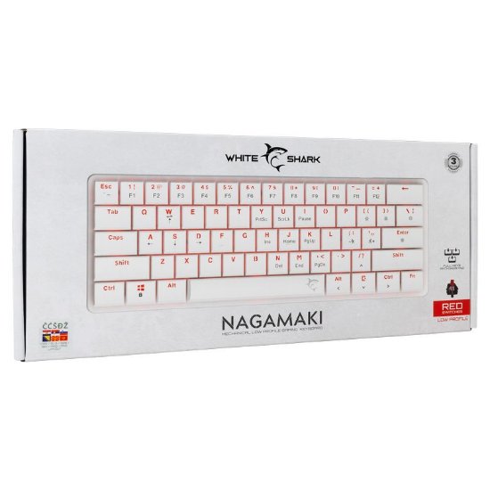 Tipkovnica WHITE SHARK GK-006122 Nagamaki, RGB, crveni switch, mehanička, UK/HR, USB, bijela
